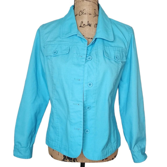 Koret Petite Womens 90s Vintage Lightweight Denim Jean Jacket Blue Size Medium - Picture 1 of 14